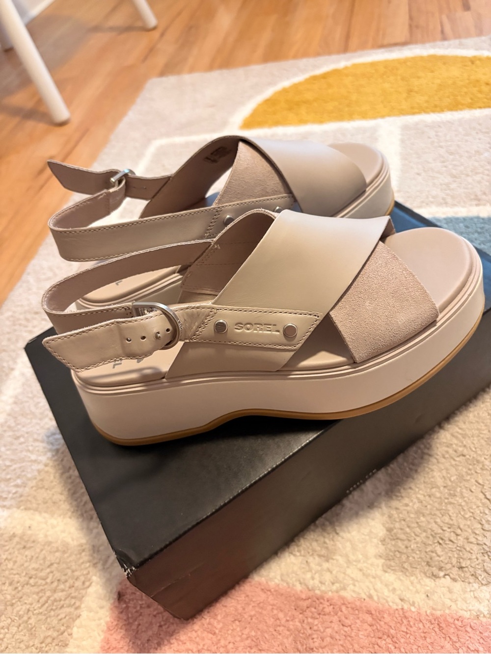 Sorel Beige Platform Slingback Sandal